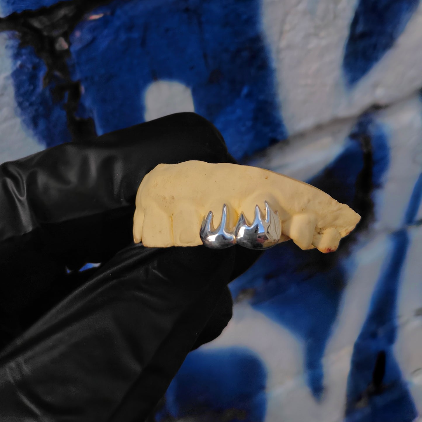 Flame custom silver grillz