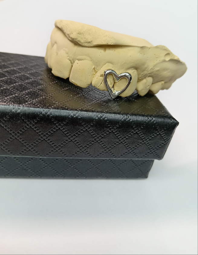 925 sterling silver custom heart shaped grill