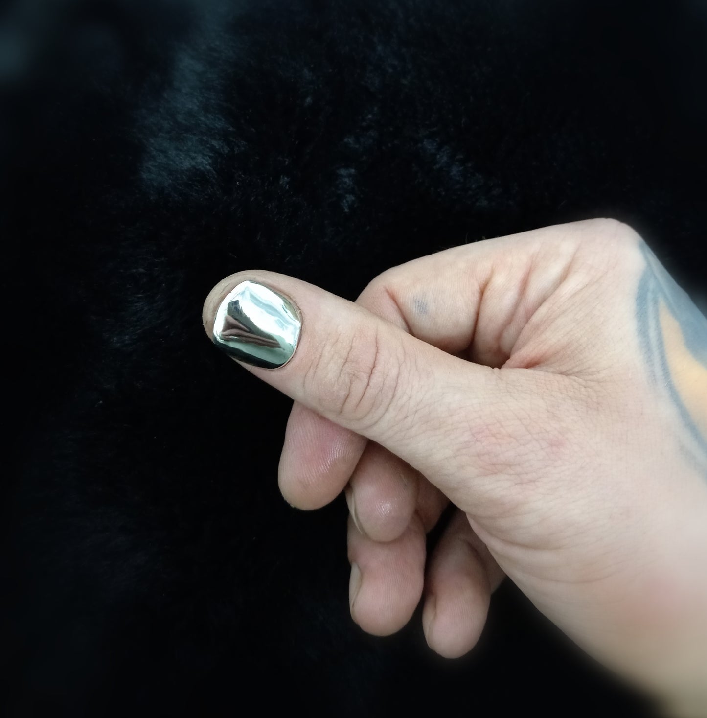 Custom made silver stick on nails