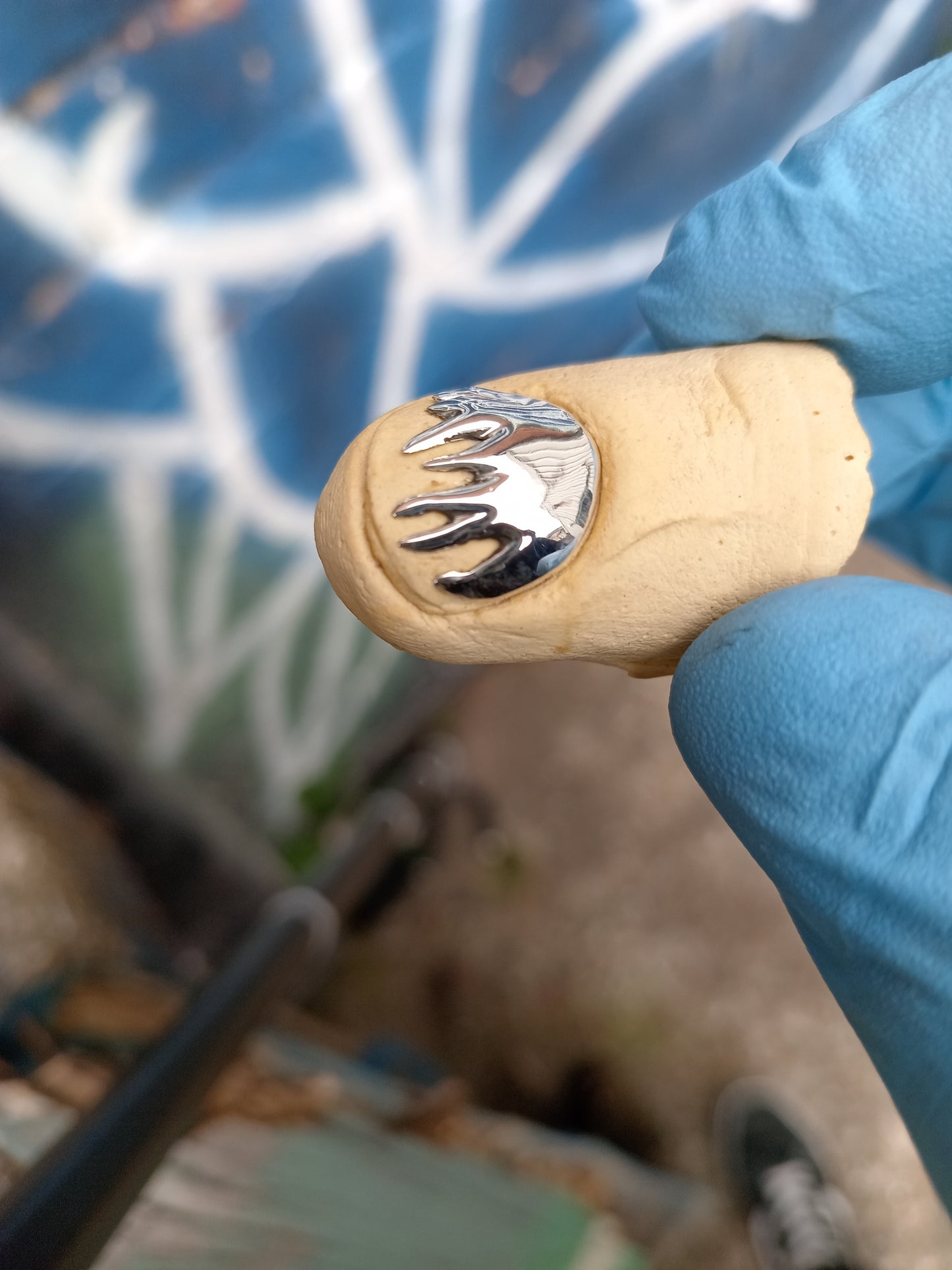 Flame custom real silver stick on nails