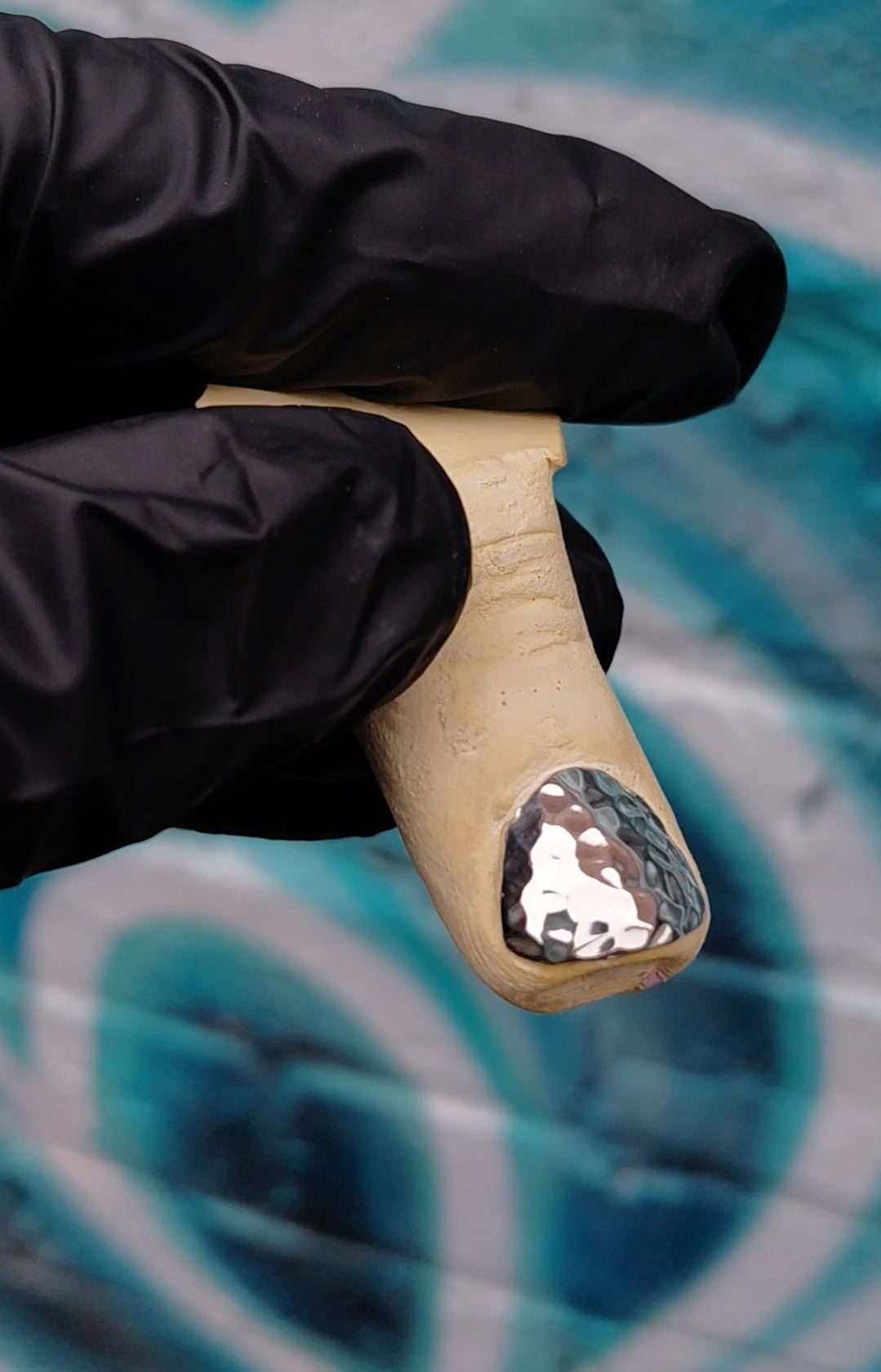 Custom made real silver pebble effect metal nails