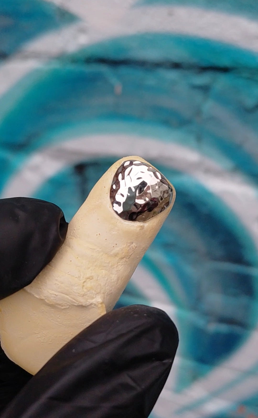 Custom made real silver pebble effect metal nails
