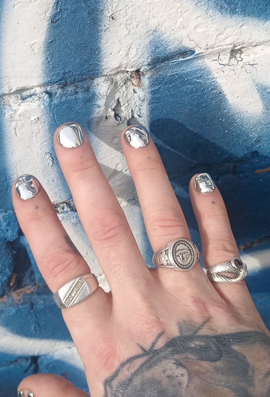 Custom made real silver metal nails