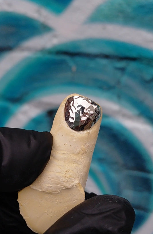 Custom made real silver pebble effect metal nails