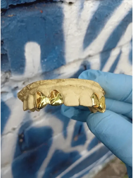 Custom 10k solid gold double cap grillz